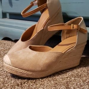 Tan Heels with Ankle Strap